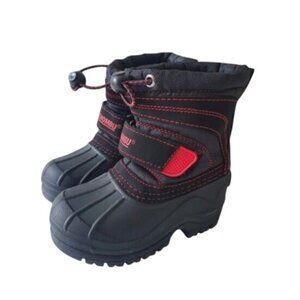 Khombu Kids Toddler Waterproof Winter Snow Boots Black and Red